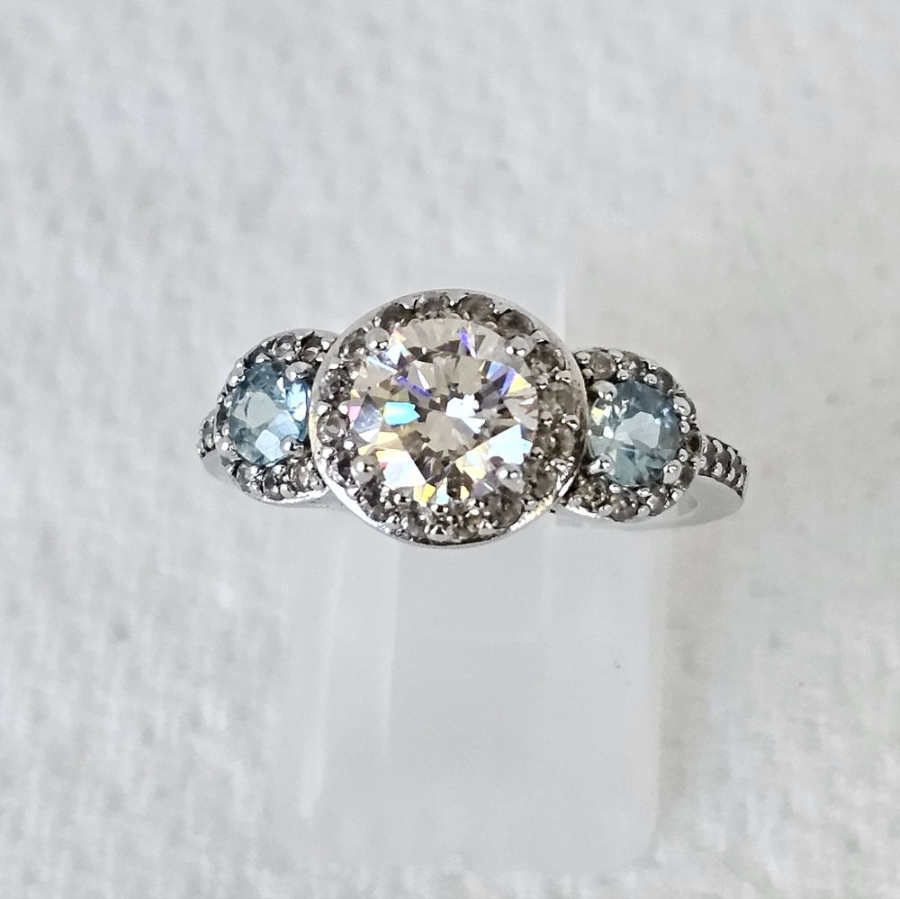 Rare Strontium Titanate & Blue Topaz Ring Sterling Silver Size 7! - Picture 4 of 11